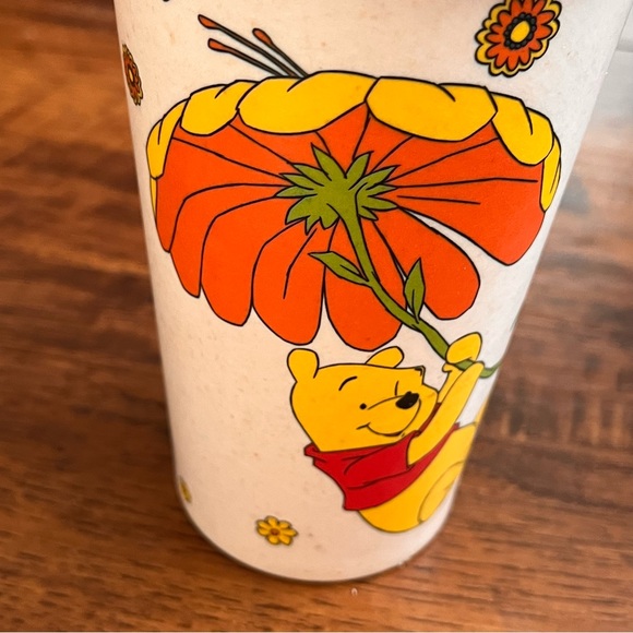 NWOT winnie the pooh floral drinking travel cup with straw - Picture 1 of 6